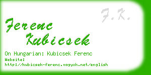 ferenc kubicsek business card